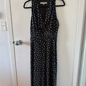 Evan Picone Black Maxi Dress with White Polka Dots